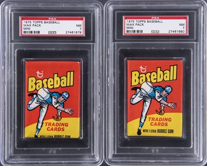 1975 Topps Mini Baseball PSA-Graded NM 7 Unopened Wax Pack Pair (2 Different)